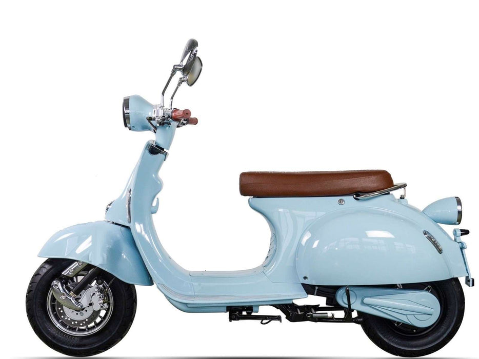 Aventura-X Electric Sky Blue Electric Scooters Aventura-X 35 miles driving range battery (included) $0.00 1-year Warranty $0.00 