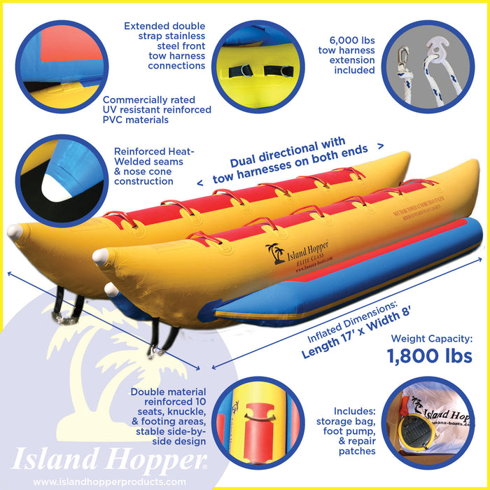Island Hopper Banana Boat “Elite Class” 10 Passenger Heavy Commercial Banana Boats Island Hopper   