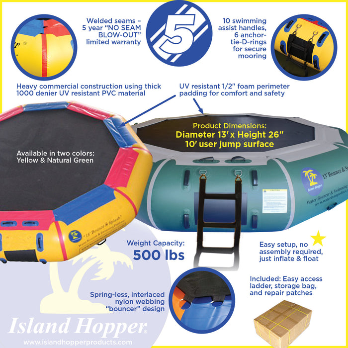 Island Hopper 13′ Bounce N Splash Water Bouncers Island Hopper   