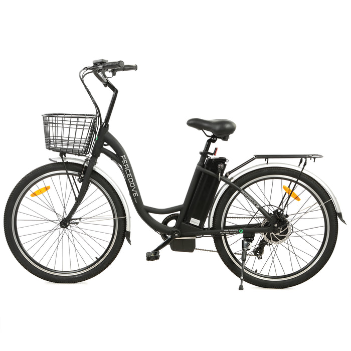 Ecotric 26inch Peacedove electric city bike with basket and rear rack Electric Bikes Ecotric   