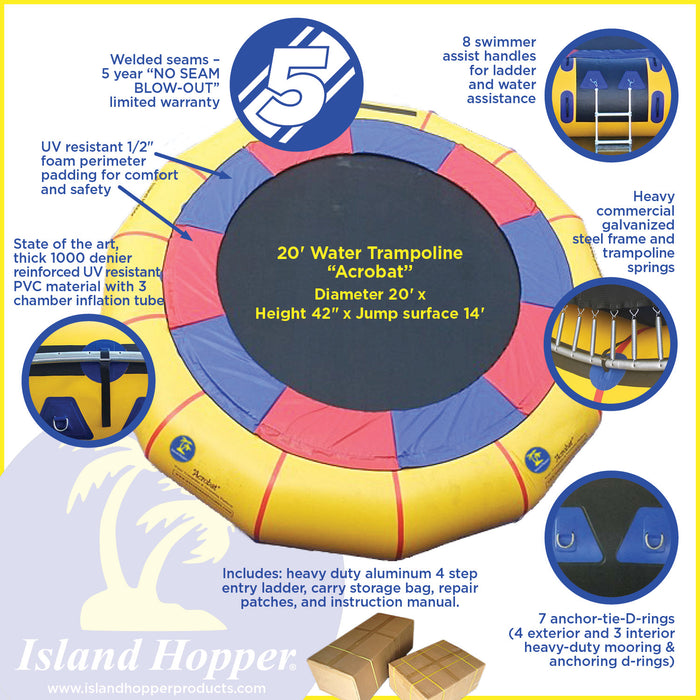 Island Hopper 20′ “Acrobat” Water Trampoline Water Trampolines Island Hopper   
