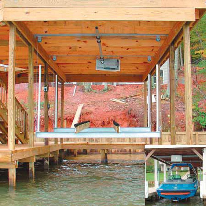 Doozie Boat House 4000-lb. Center Mount Kit With Overhead Beams Boat Slides Doozie Boat Lifts   