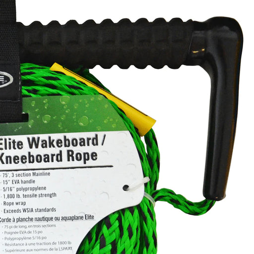 75' 3-SECTION WAKEBOARD/KNEEBOARD ROPE W/EVA SWIRL GRIP - ELITE Tow Rope Rave Sports   