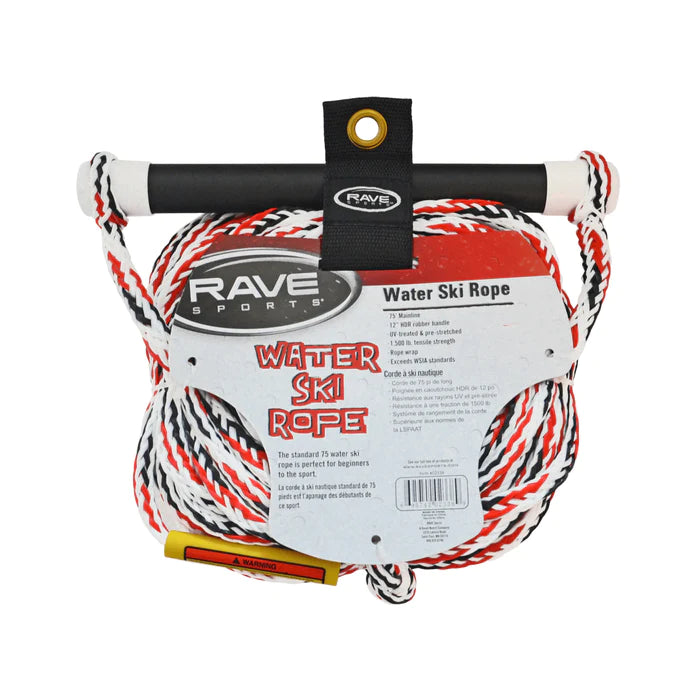 75' 1-SECTION SKI ROPE W/NBR SMOOTH GRIP Tow Rope Rave Sports   