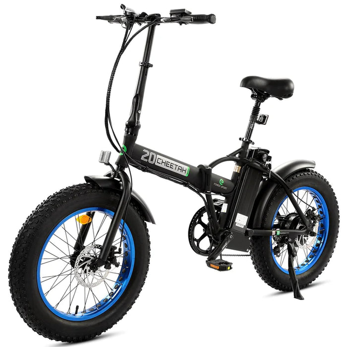 UL Certified-Ecotric 36V Fat Tire Portable and Folding Electric Bike-Matt Black and Blue Electric Bikes Ecotric   
