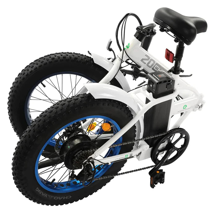 UL Certified-Ecotric Fat Tire Portable and Folding Electric Bike-White and Blue Electric Bikes Ecotric   
