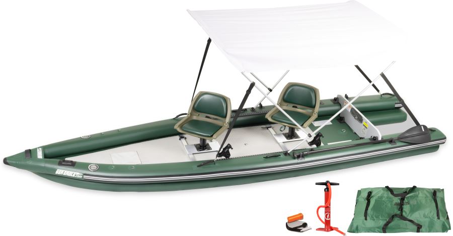 Sea Eagle FishSkiff™ 16 Inflatable Fishing Boat Inflatable Fishing Boats Sea Eagle 2 Person Swivel Seat Canopy Package  