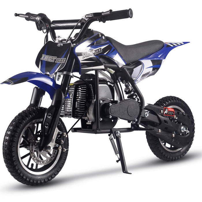 MotoTec Alien 50cc 2-Stroke Kids Gas Dirt Bike Gas Dirt Bikes MotoTec Blue No Signature Free $100 Coverage