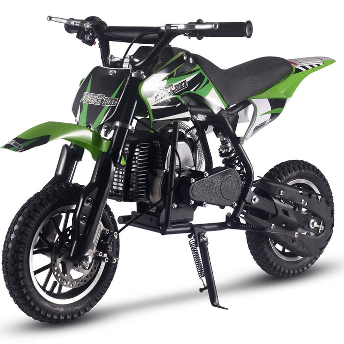 MotoTec Alien 50cc 2-Stroke Kids Gas Dirt Bike Gas Dirt Bikes MotoTec Green No Signature Free $100 Coverage