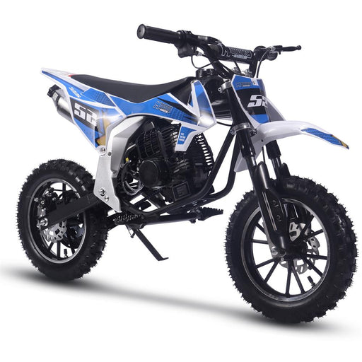 MotoTec Warrior 52cc 2-Stroke Kids Gas Dirt Bike Gas Dirt Bikes MotoTec Blue No Signature Free $100 Coverage