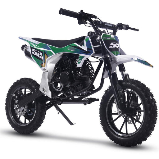 MotoTec Warrior 52cc 2-Stroke Kids Gas Dirt Bike Gas Dirt Bikes MotoTec Green No Signature Free $100 Coverage