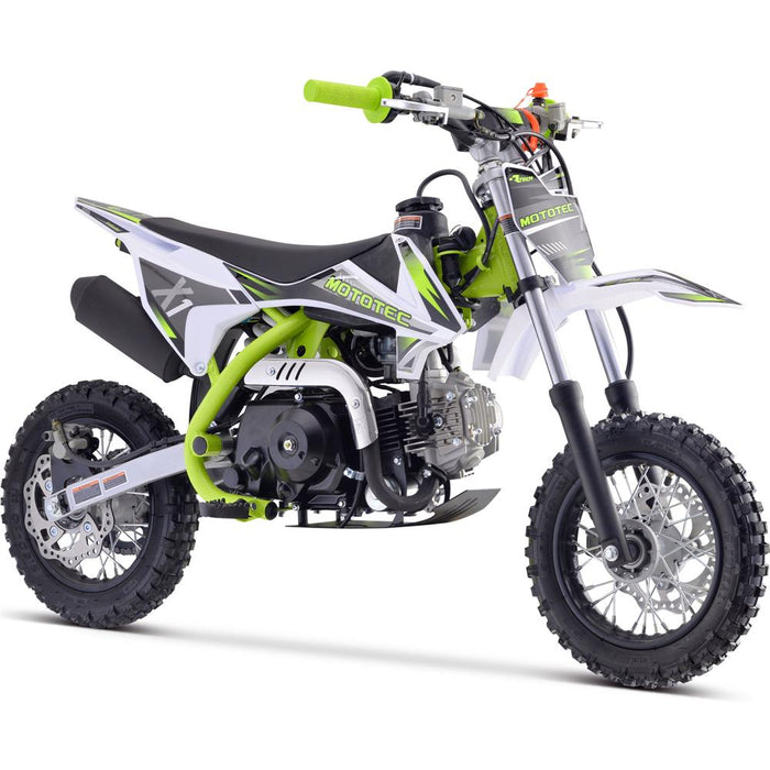 MotoTec X1 110cc 4-Stroke Gas Dirt Bike Green Gas Dirt Bikes MotoTec No Signature Free $100 Coverage 