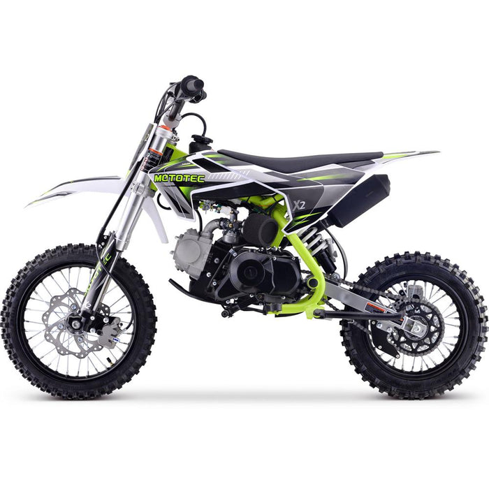 MotoTec X2 110cc 4-Stroke Gas Dirt Bike Green Gas Dirt Bikes MotoTec   