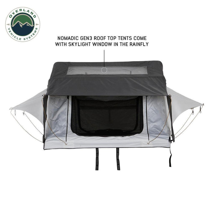 Overland Vehicle Systems Nomadic 3 Arctic Extended Roof Top Tent Soft Shell Roof Top Tent Overland Vehicle Systems   