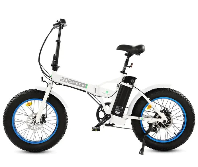 UL Certified-Ecotric Fat Tire Portable and Folding Electric Bike-White and Blue Electric Bikes Ecotric   
