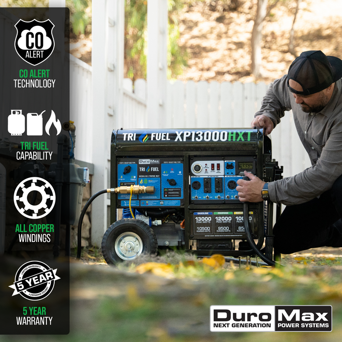 DuroMax XP13000HXT 13,000 Watt Electric Start Tri-Fuel Portable Generator w/ CO Alert Generators DuroMax   