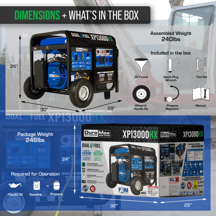 DuroMax XP13000HX 13,000 Watt Portable Dual Fuel Gas Propane CO Alert Generator Generators DuroMax   