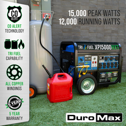 DuroMax XP15000HXT 15,000 Watt Electric Start Tri Fuel Portable Generator Generators DuroMax   