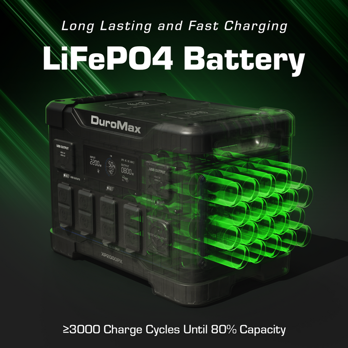 DuroMax XP2000PX 2000 Watt 1843 Wh LiFePO4 Portable Battery Backup Power Station Portable Power Stations DuroMax   