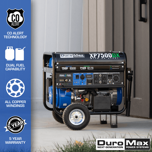 DuroMax XP7500DX 7,500 Watt Dual Fuel Gas Propane Portable Generator w/ CO Alert Generators DuroMax   