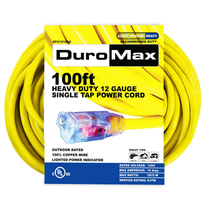 DuroMax XPC12100A 100-Foot 12 Gauge Single Tap Extension Power Cord Power Cords DuroMax   