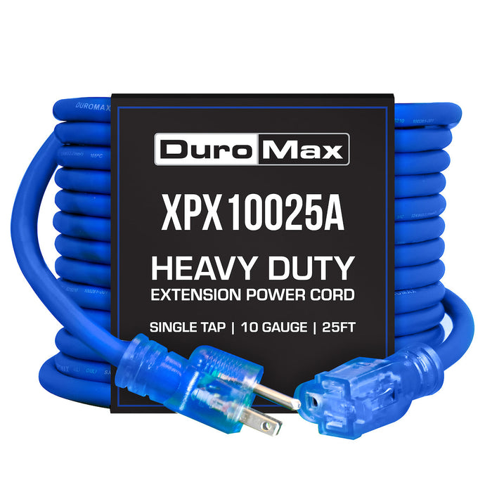 DuroMax XPX10025A Heavy Duty SJEOOW 25-Foot 10 Gauge Blue Single Tap Extension Power Cord Power Cords DuroMax   