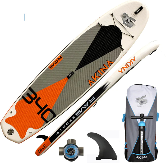 AKINA INFLATABLE STAND UP PADDLE BOARD Inflatable SUP Boards Rave Sports Monarch Orange  