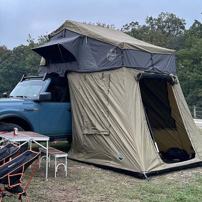 Overland Vehicle Systems HD Nomadic 2 Extended Roof Top Tent For 2 People Soft Shell Roof Top Tent Overland Vehicle Systems   